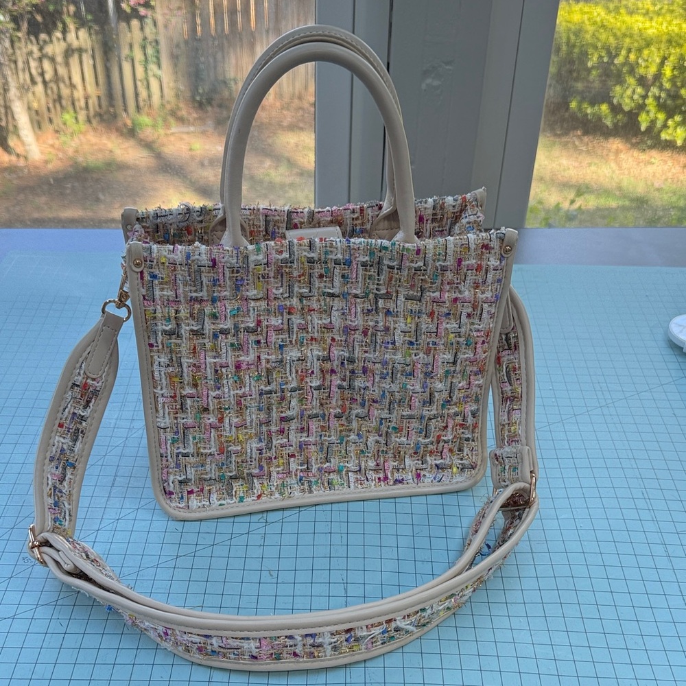 Versona Multicolor Tweed Crossbody Tote Bag